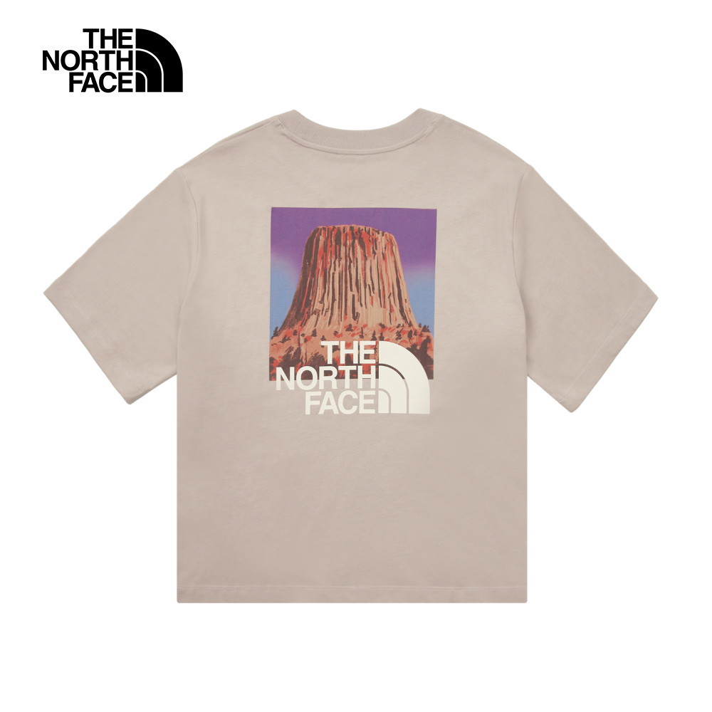 The North Face北面女款灰色大尺寸印花短袖T恤｜8DCB1OA