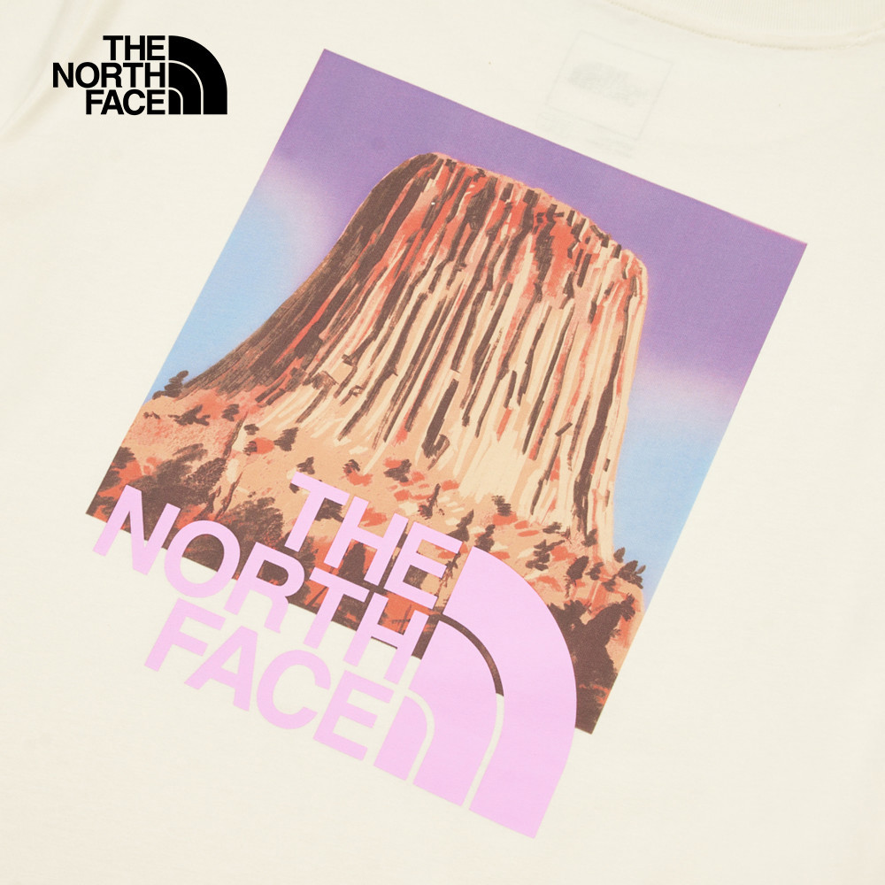 The North Face北面女款米白色大尺寸印花短袖T恤｜8DCBQLI