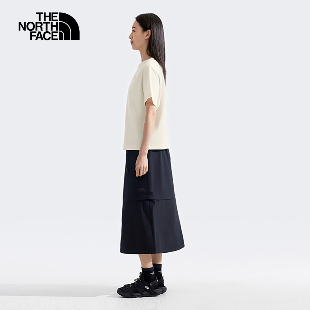 The North Face北面女款米白色大尺寸印花短袖T恤｜8DCBQLI