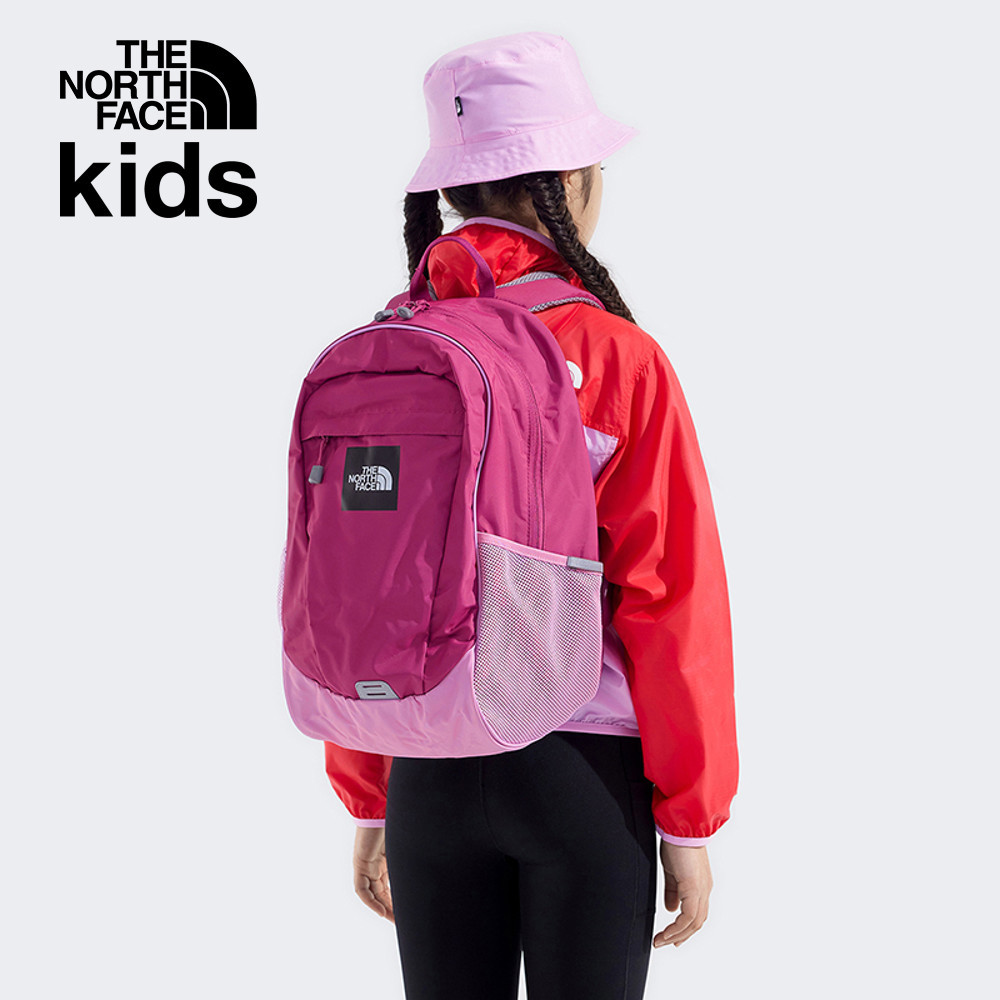 The North Face北面兒童桃紅色大尺寸品牌LOGO休閒後背包｜8AMXAGD