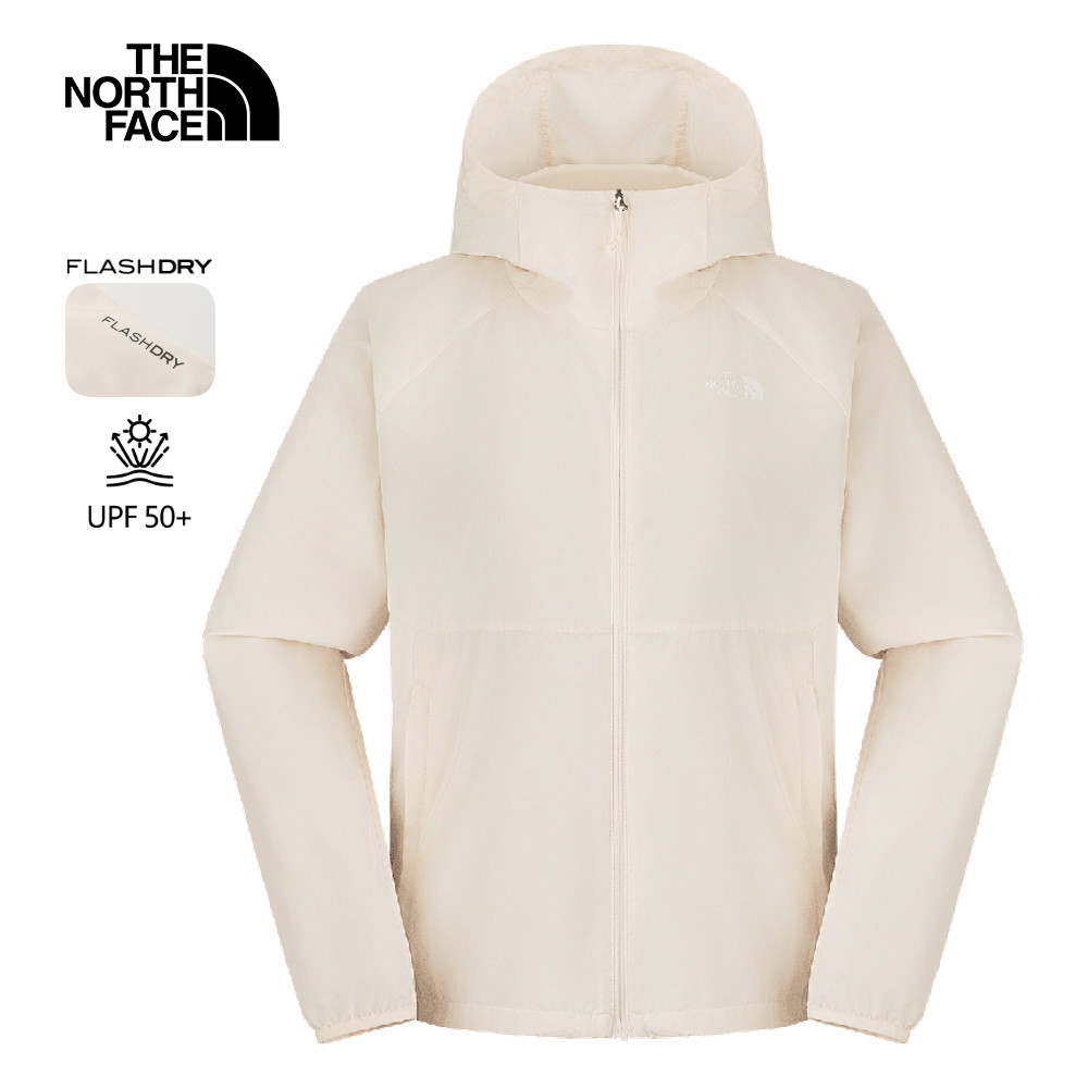 The North Face北面女款米白色UPF防曬防風外套｜8EXDQLI