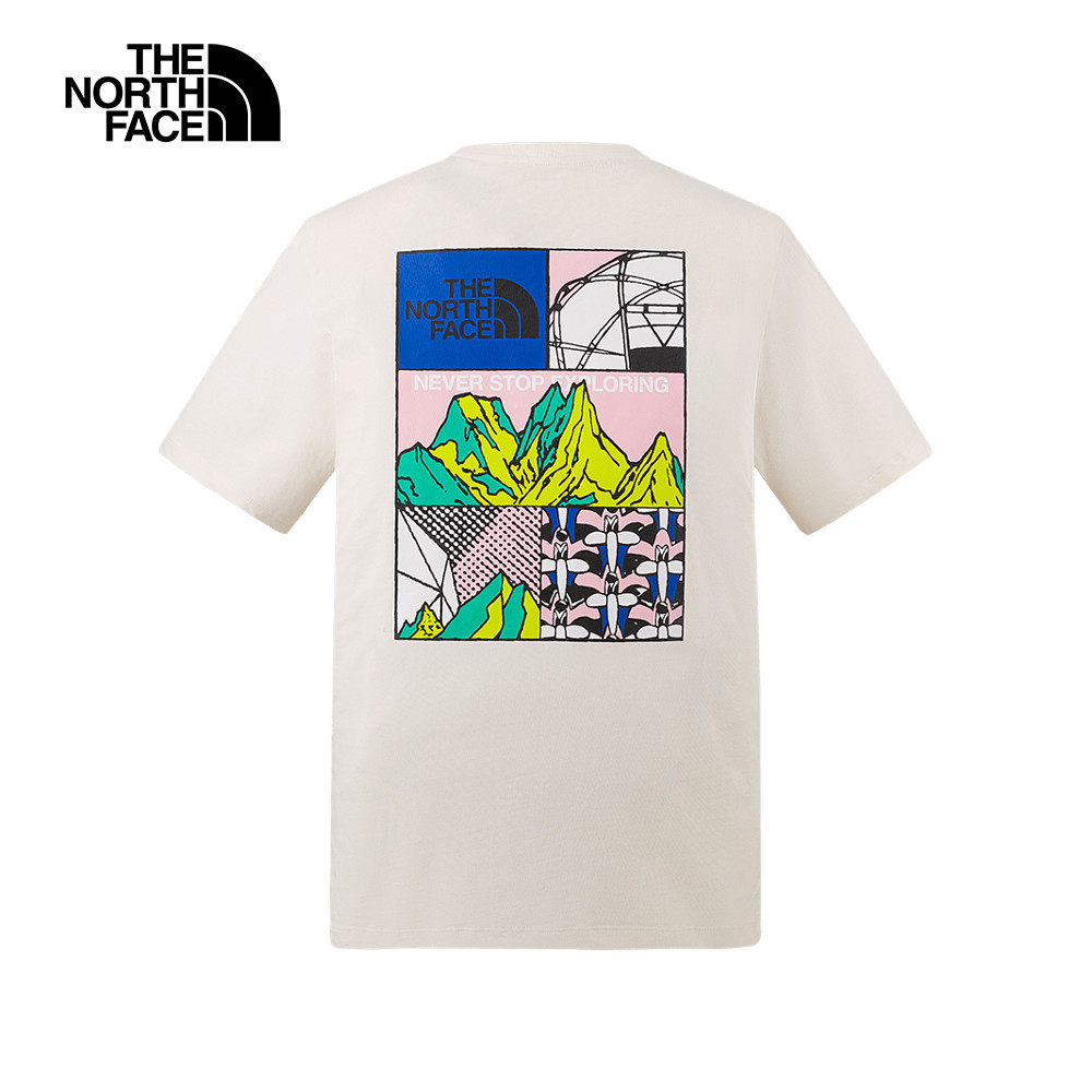 The North Face北面男女款米白色純棉短袖T恤｜8GZ0QLI