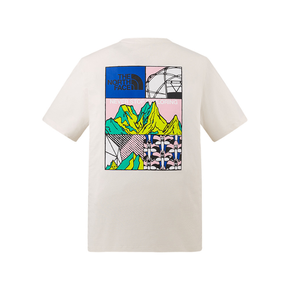 The North Face北面男女款米白色純棉短袖T恤｜8GZ0QLI
