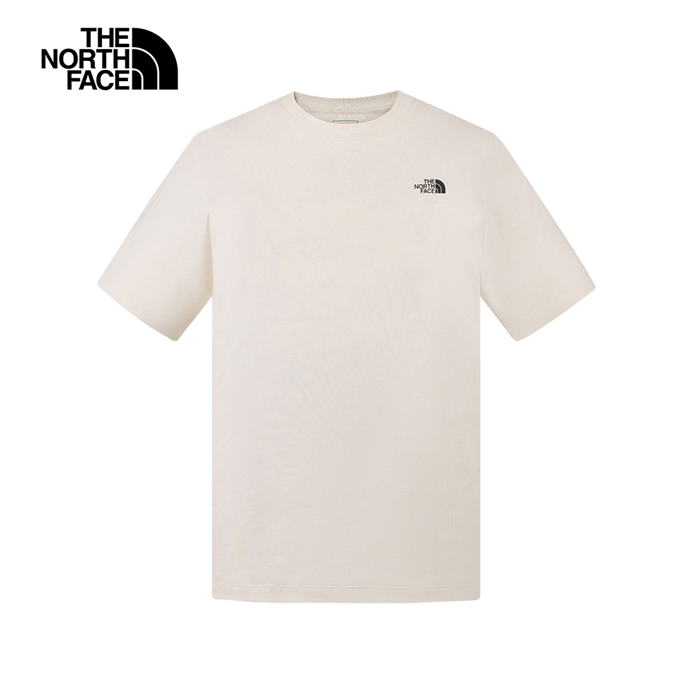 The North Face北面男女款米白色純棉短袖T恤｜8GZ0QLI