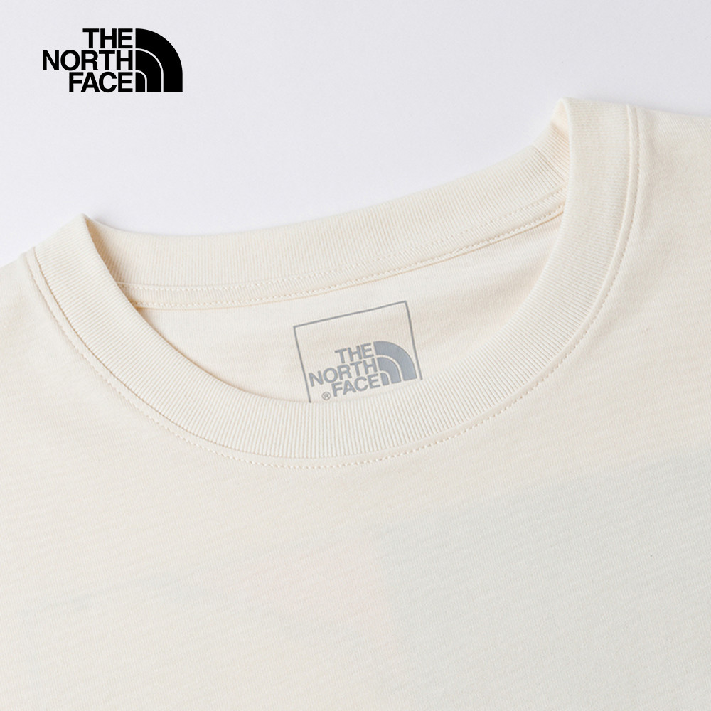 The North Face北面男女款米白色純棉短袖T恤｜8GZ0QLI