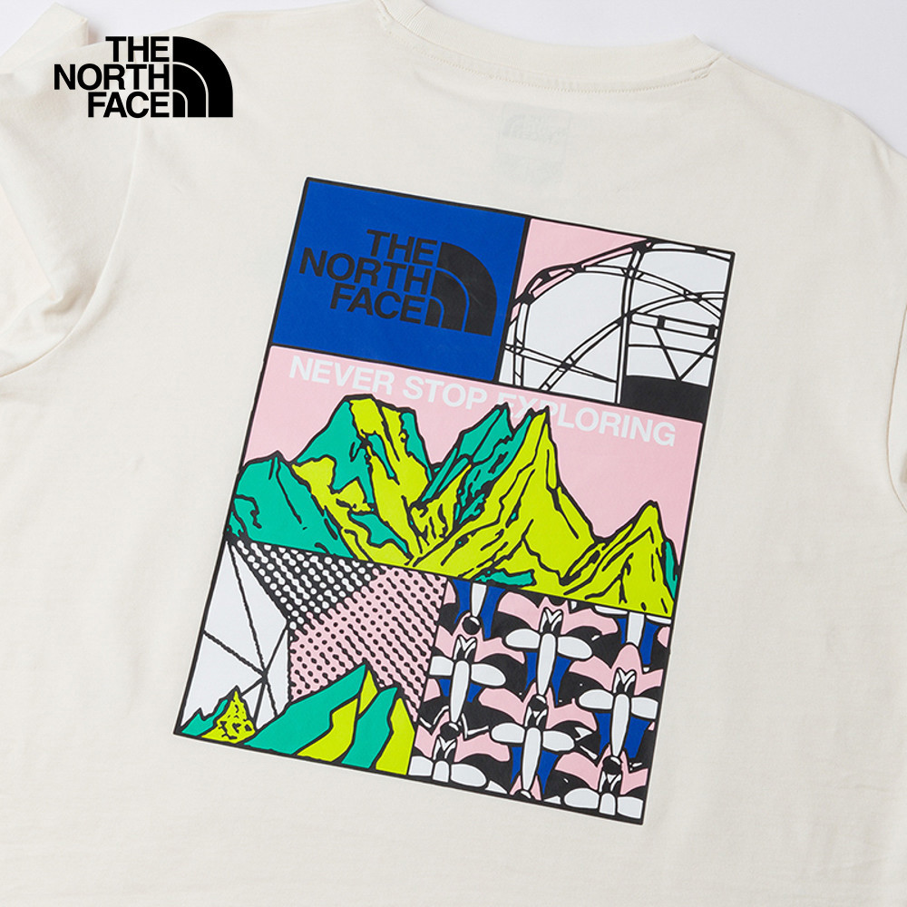 The North Face北面男女款米白色純棉短袖T恤｜8GZ0QLI
