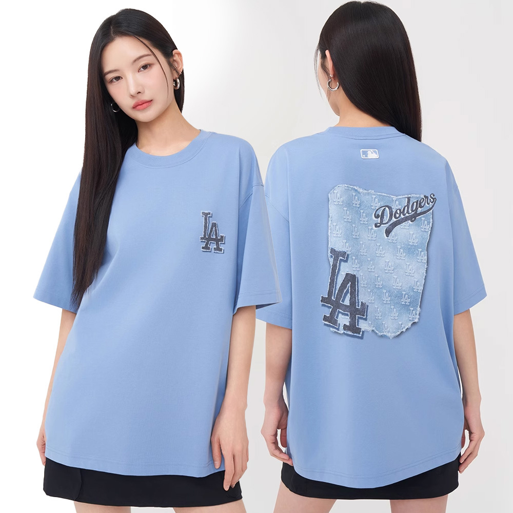 MLB 仿丹寧速乾短袖T恤 Monogram系列 洛杉磯道奇隊 (3ATSM1053-07SBD)
