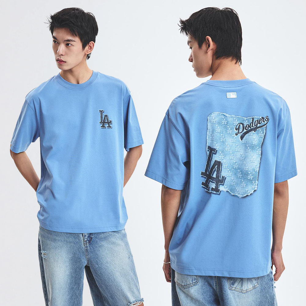 MLB 仿丹寧速乾短袖T恤 Monogram系列 洛杉磯道奇隊 (3ATSM1053-07SBD)