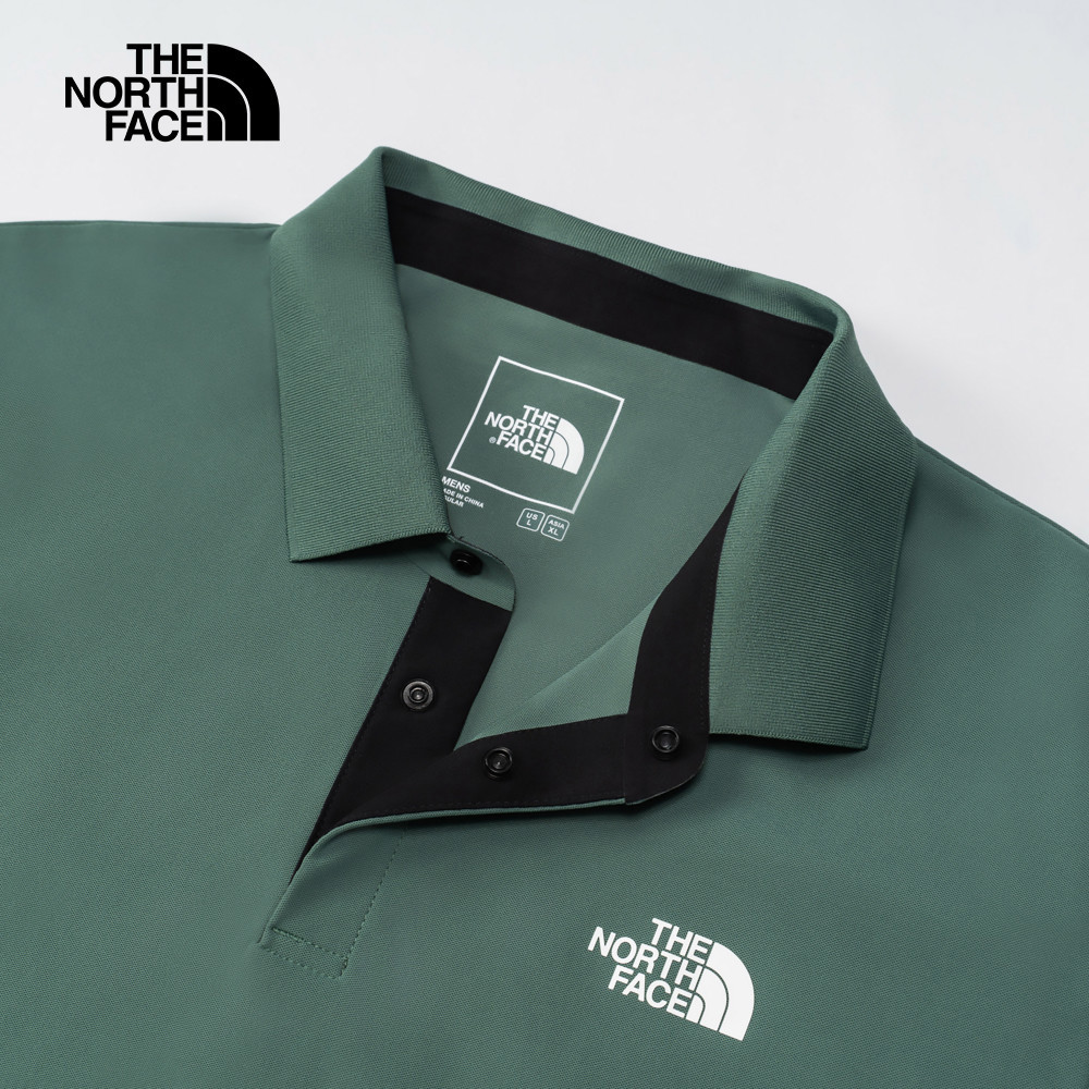 The North Face北面男款綠色UPF防曬短袖POLO衫｜87W2HCH