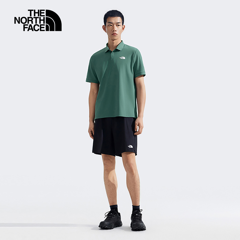 The North Face北面男款綠色UPF防曬短袖POLO衫｜87W2HCH
