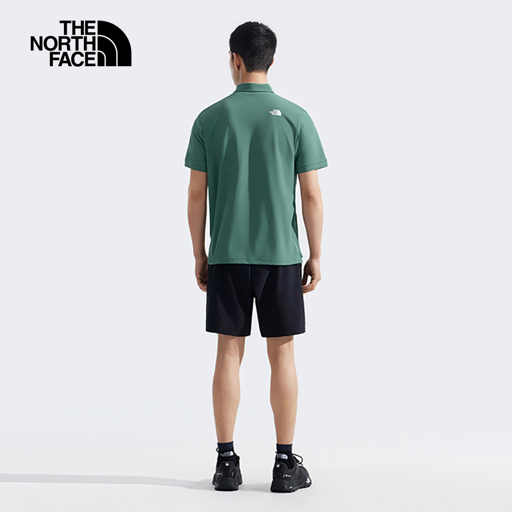 The North Face北面男款綠色UPF防曬短袖POLO衫｜87W2HCH
