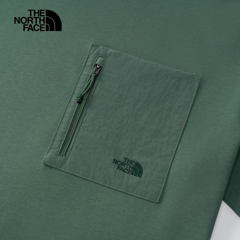 The North Face北面男款綠色純棉舒適透氣短袖T恤｜8C7THCH