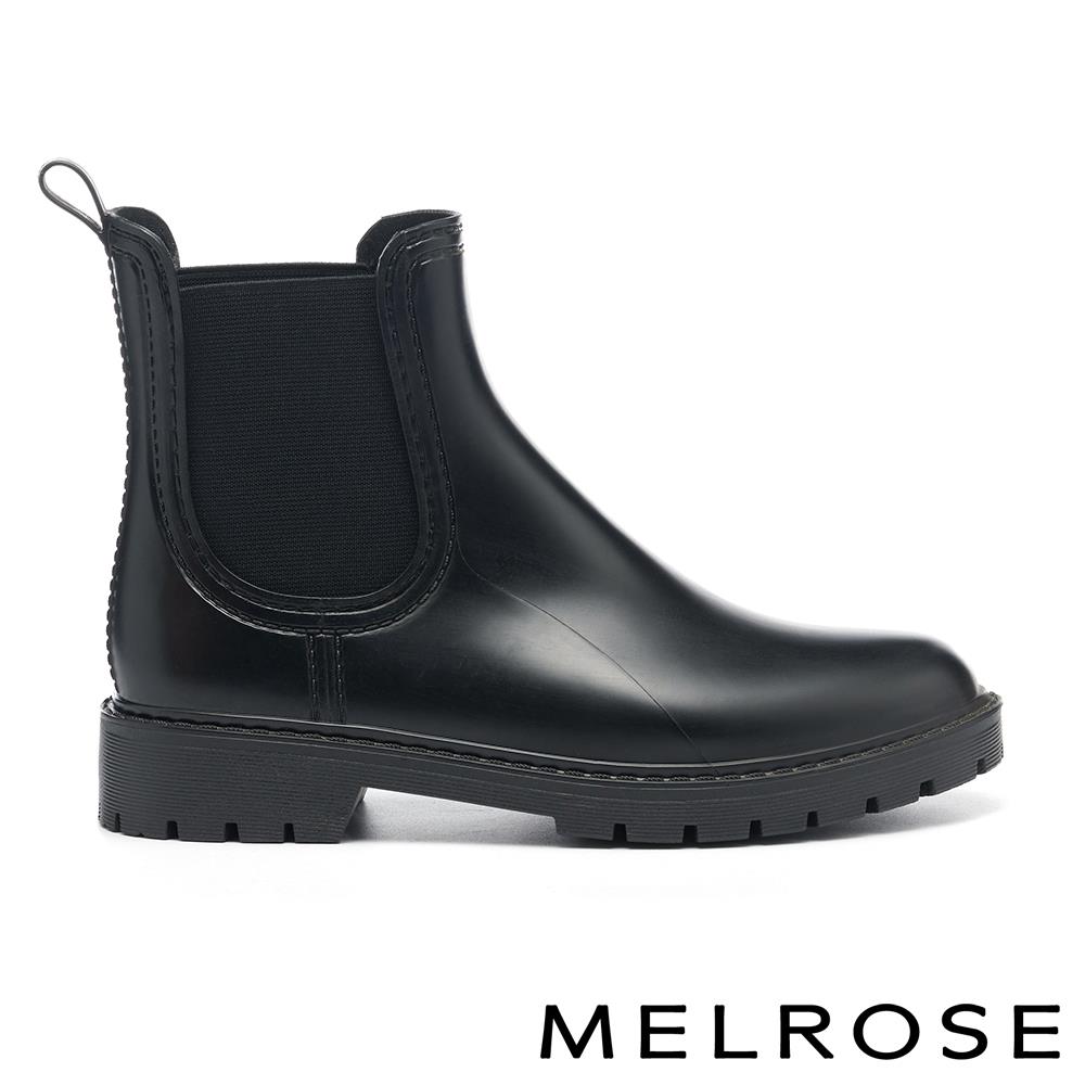MELROSE 美樂斯 經典日常純色切爾西厚底短雨靴－黑
