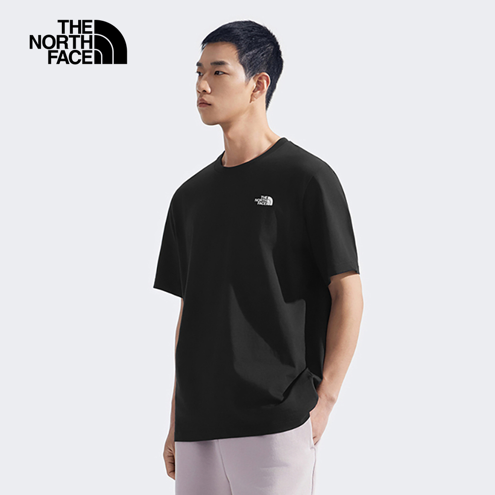 The North Face北面男女款黑色純棉舒適透氣短袖T恤｜8D83JK3