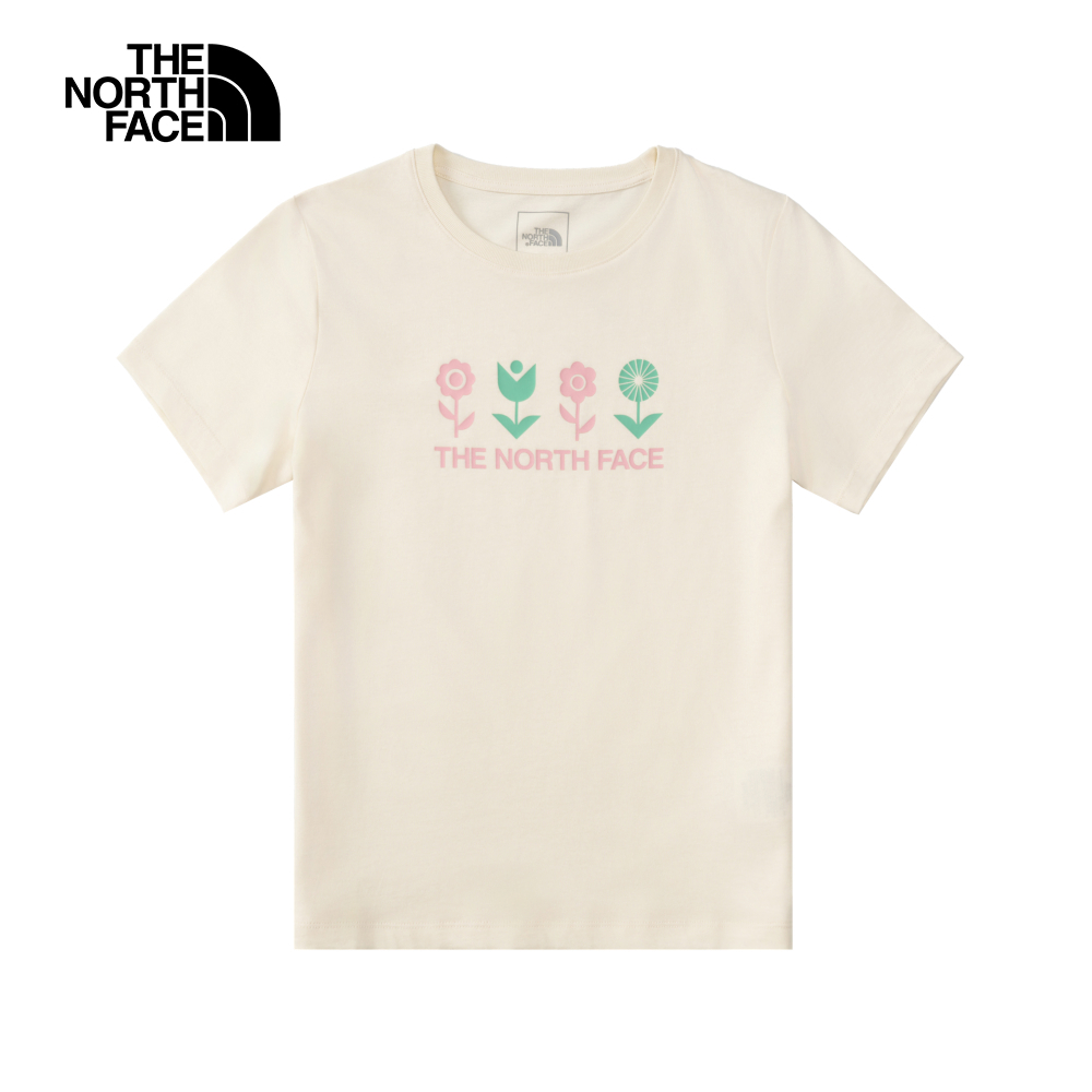 The North Face北面女款米白色純棉趣味印花設計短袖T恤｜8DCCQLI