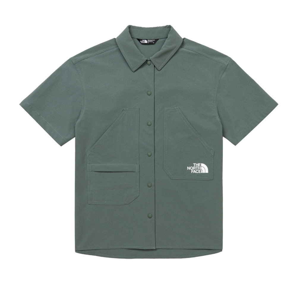 The North Face北面兒童綠色UPF防曬短袖襯衫｜87Z8HCH