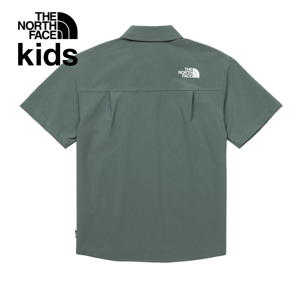 The North Face北面兒童綠色UPF防曬短袖襯衫｜87Z8HCH