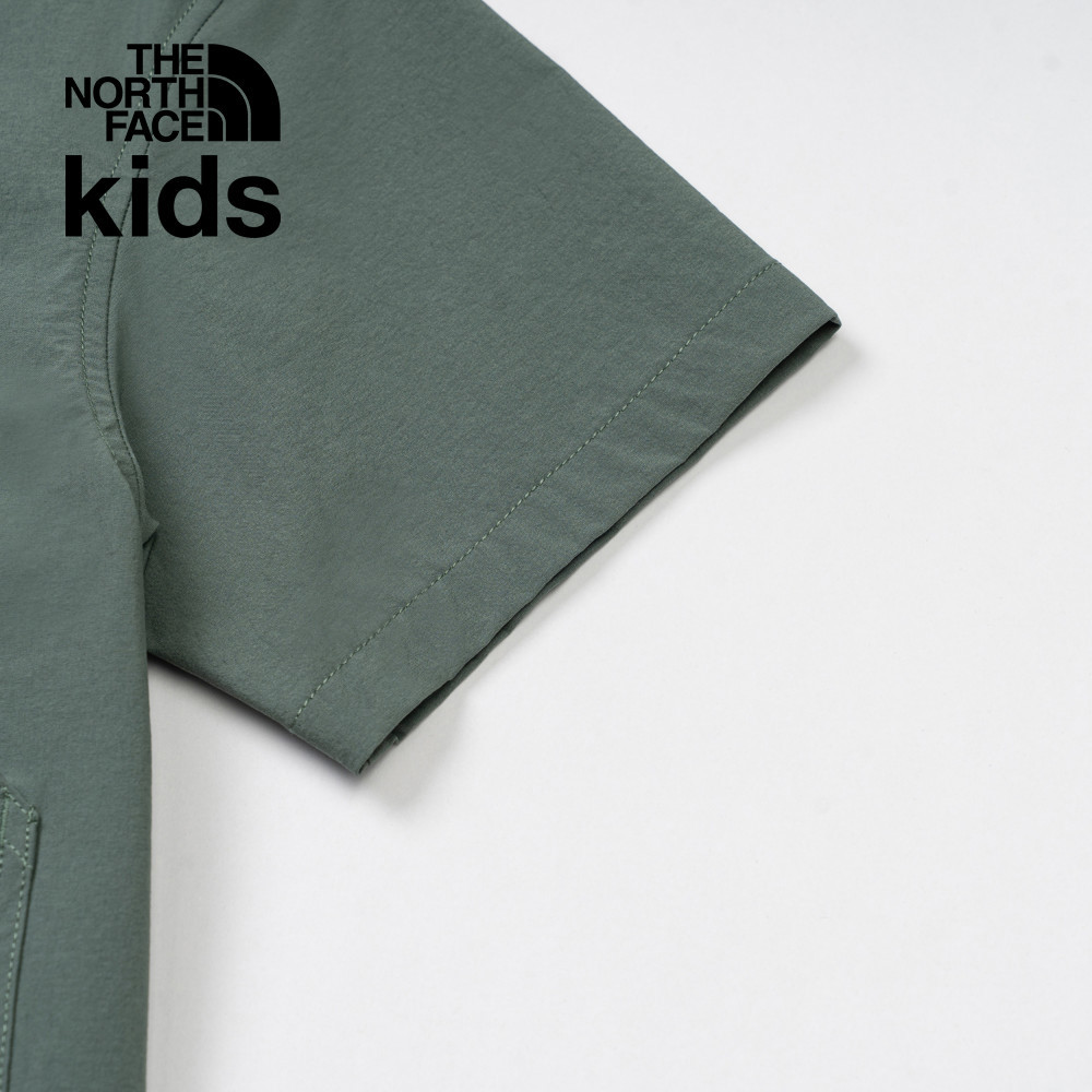 The North Face北面兒童綠色UPF防曬短袖襯衫｜87Z8HCH