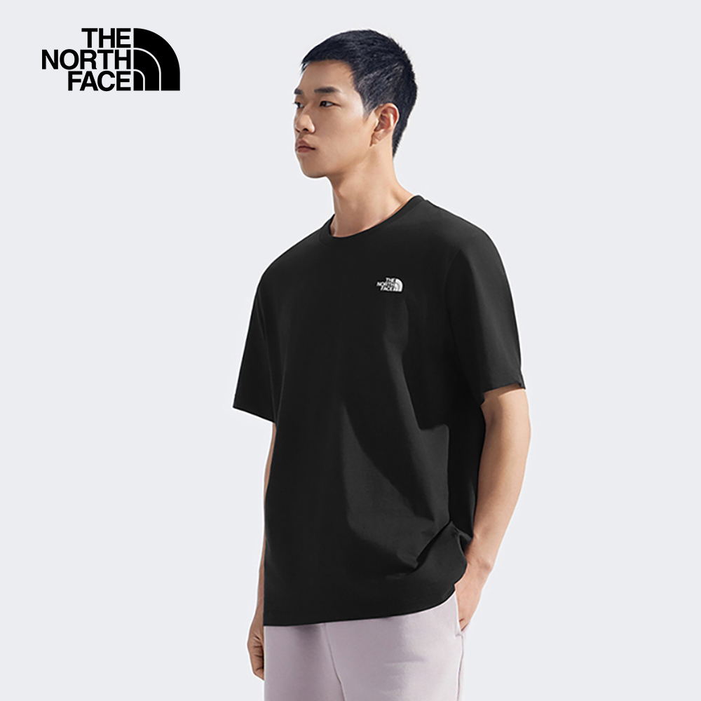 The North Face北面男女款黑色純棉大尺寸印花短袖T恤｜8DEWJK3