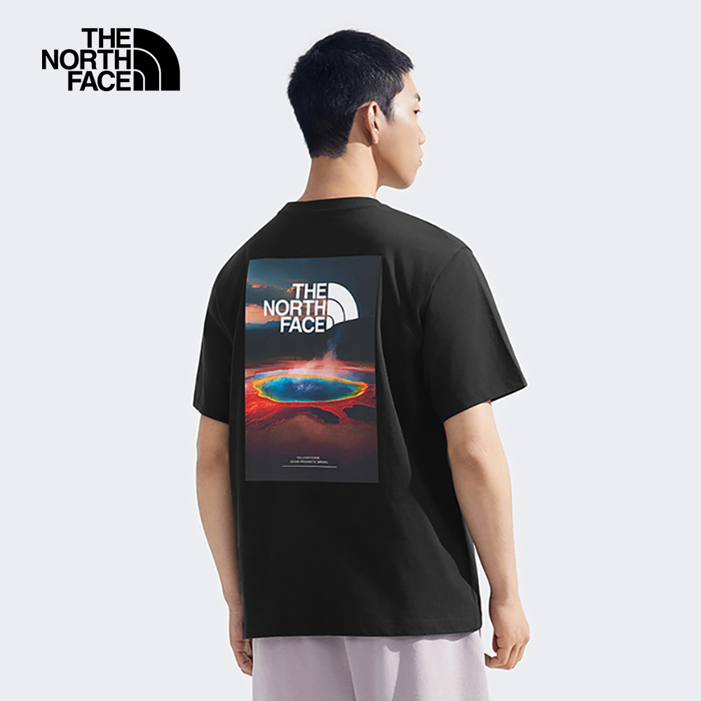 The North Face北面男女款黑色純棉大尺寸印花短袖T恤｜8DEWJK3