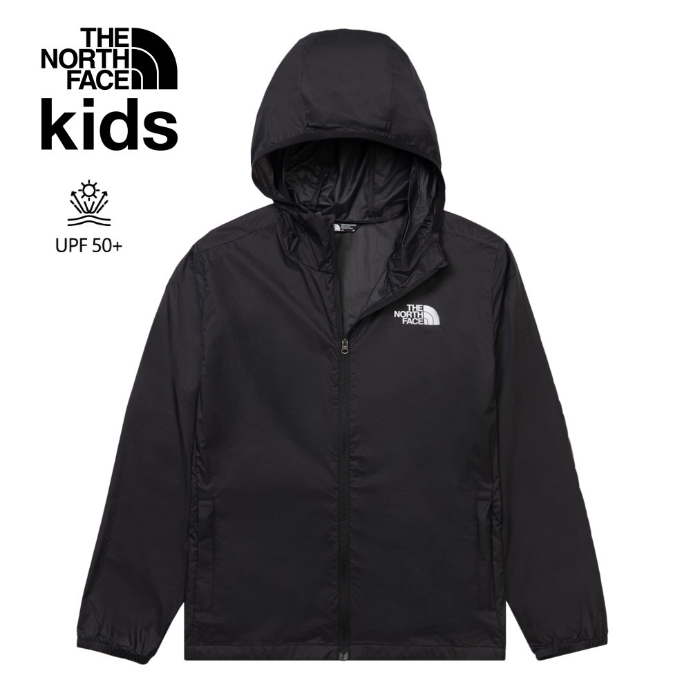 【10/25 12點週末限定】The North Face北面兒童黑色UPF防曬防風外套｜8C0FJK3