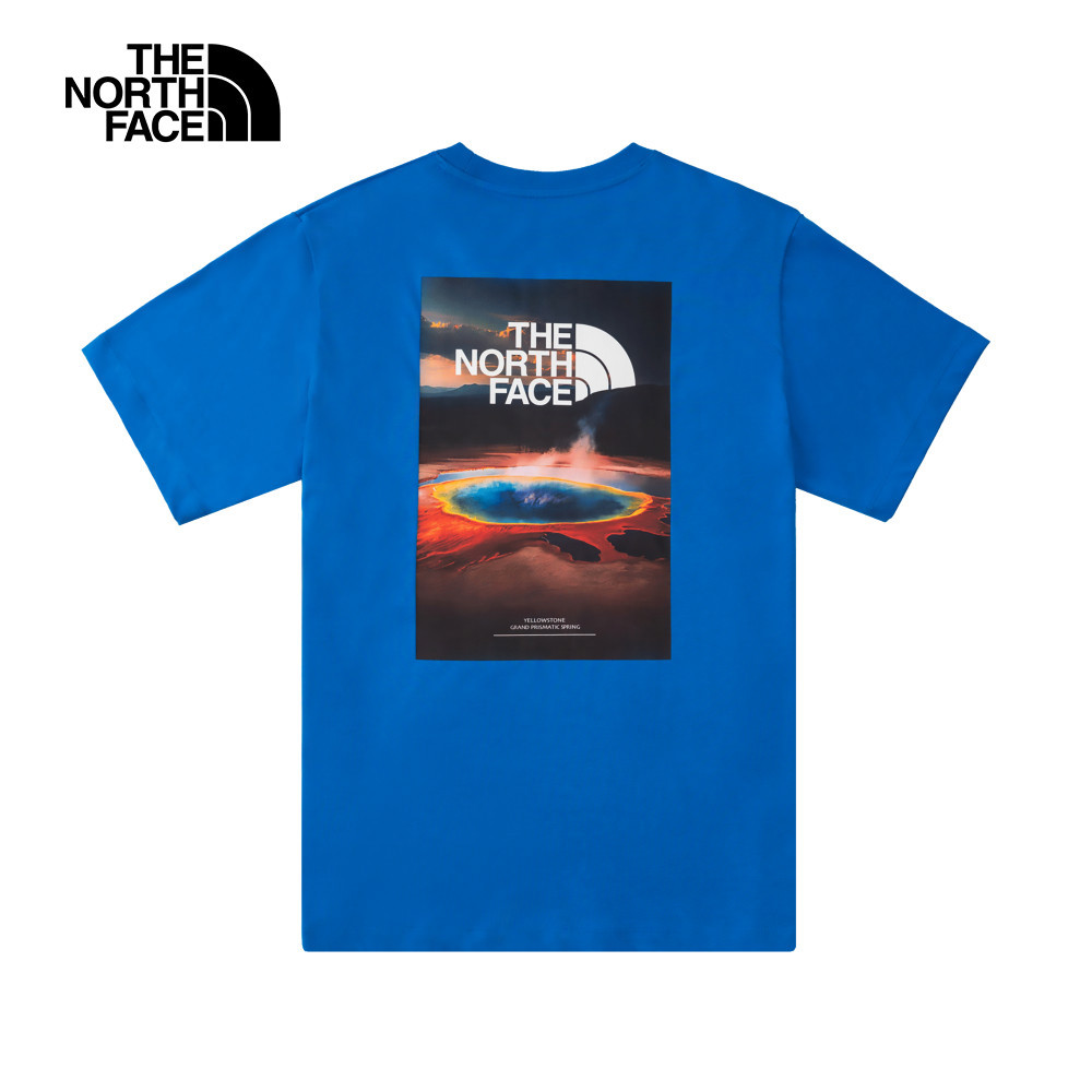 The North Face北面男女款藍色純棉大尺寸印花短袖T恤｜8DEWT4S
