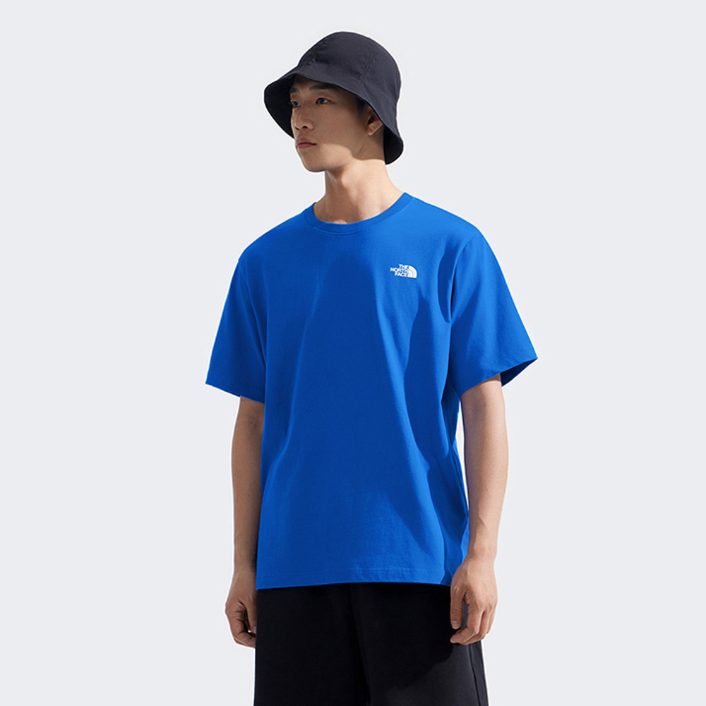 The North Face北面男女款藍色純棉大尺寸印花短袖T恤｜8DEWT4S