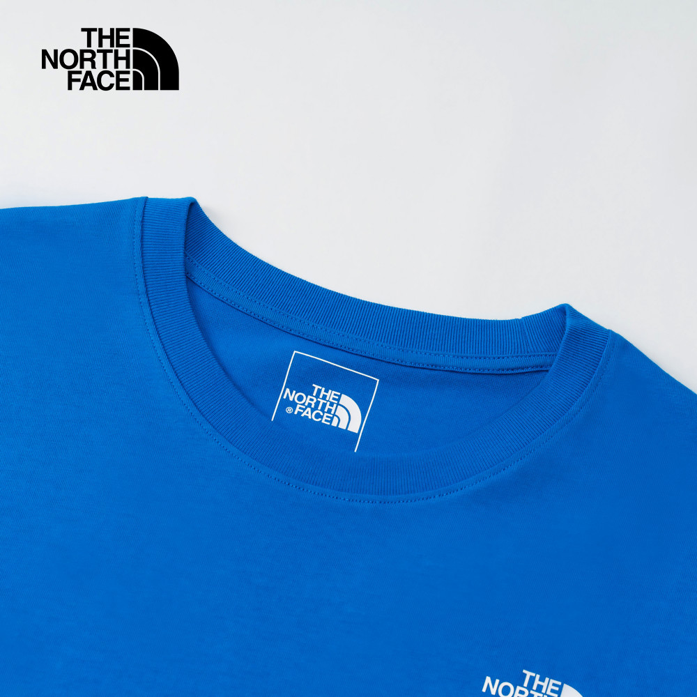 The North Face北面男女款藍色純棉大尺寸印花短袖T恤｜8DEWT4S
