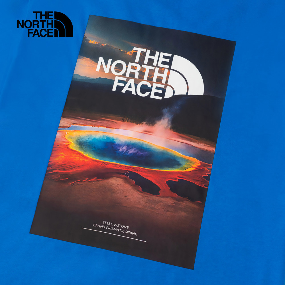 The North Face北面男女款藍色純棉大尺寸印花短袖T恤｜8DEWT4S