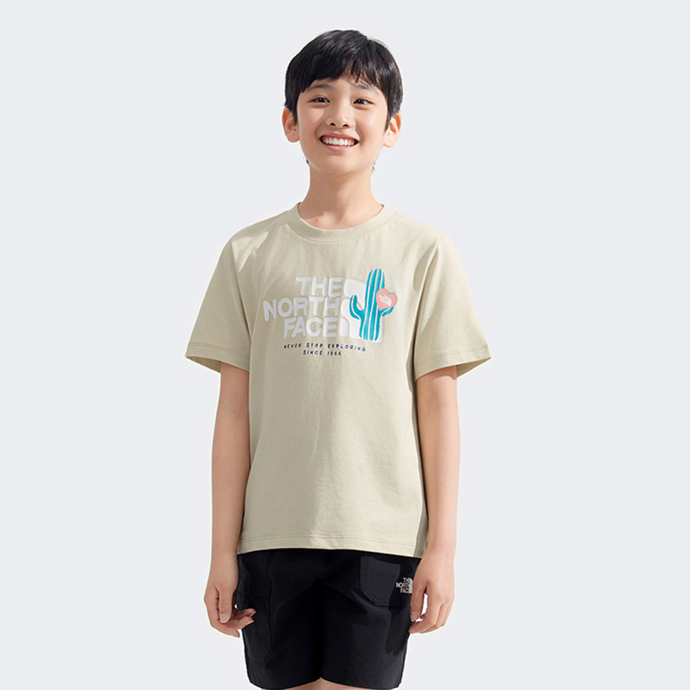 The North Face北面兒童米色吸濕排汗短袖T恤｜8DCR3X4