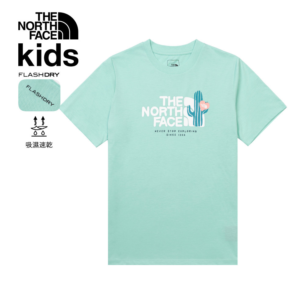 The North Face北面兒童綠色吸濕排汗短袖T恤｜8DCR6EI
