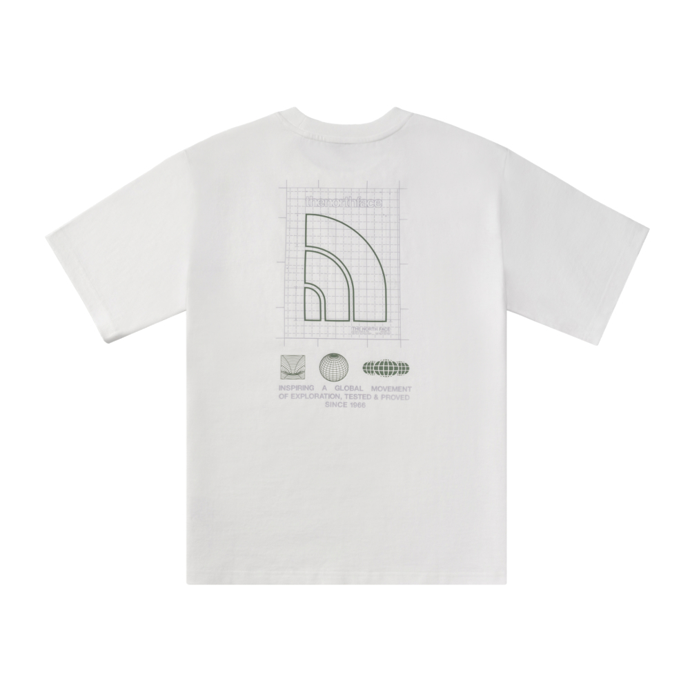 UE男款白色純棉大尺寸印花舒適短袖T恤｜8BU2FN4