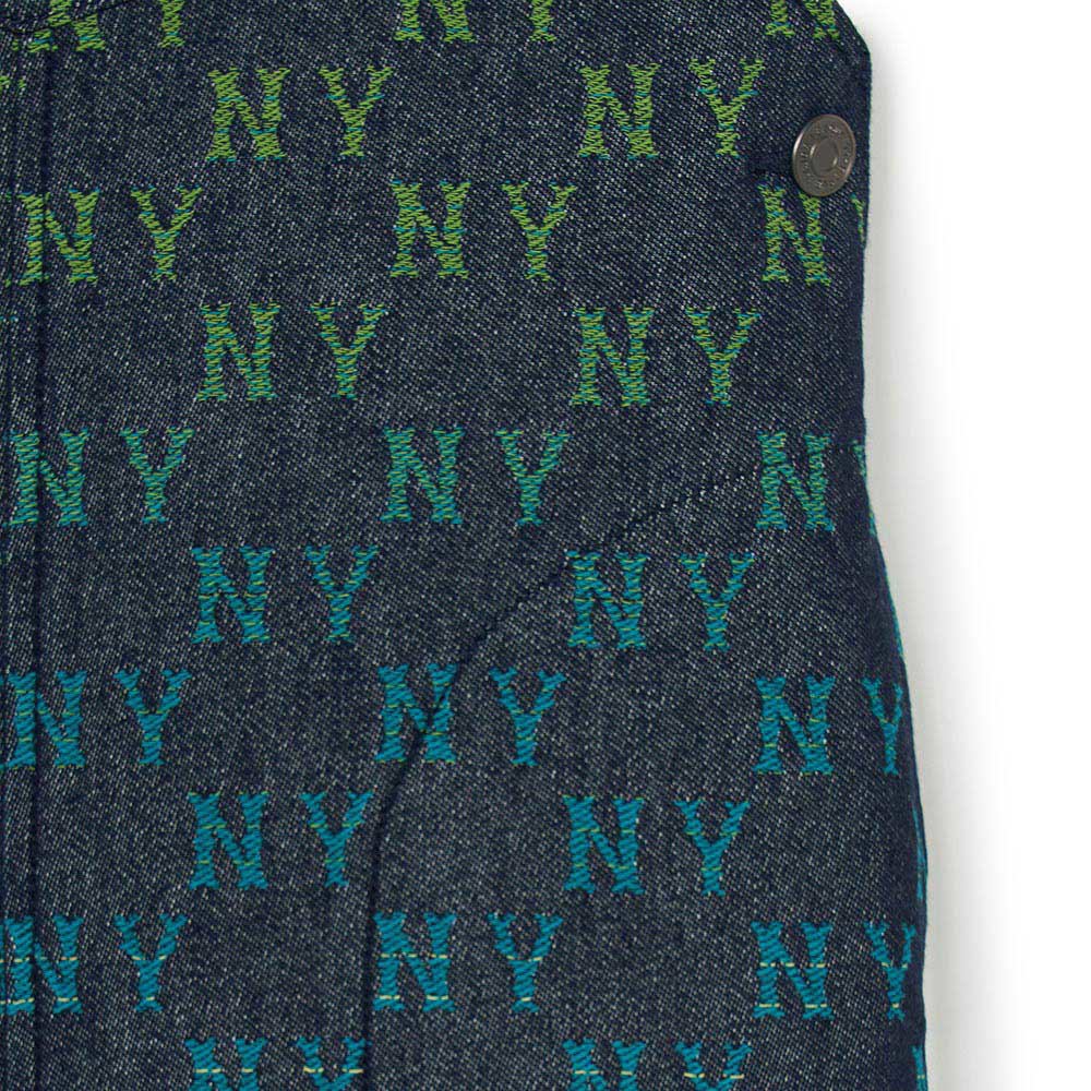 MLB KIDS 牛仔連身裙 洋裝 童裝 Monogram系列 紐約洋基隊 (7FOPM0151-50NYS)