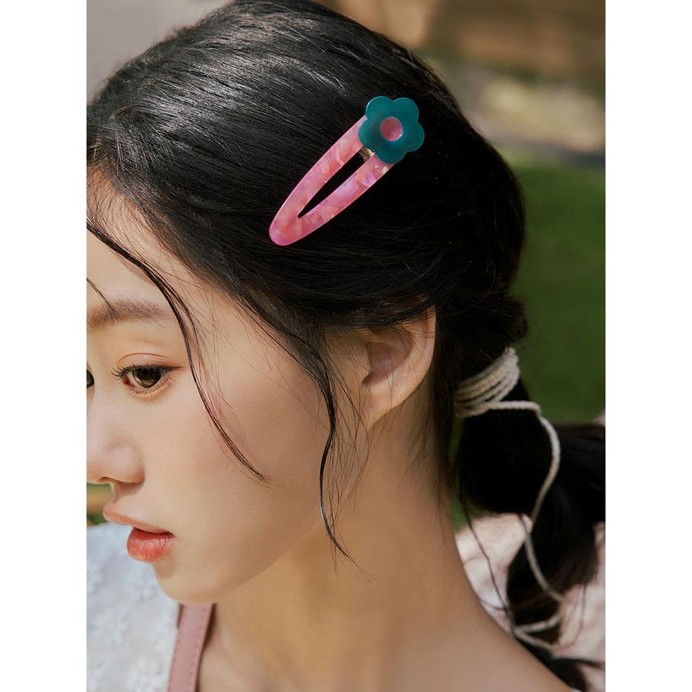 韓國選品.甜美花朵貝殼光感髮夾