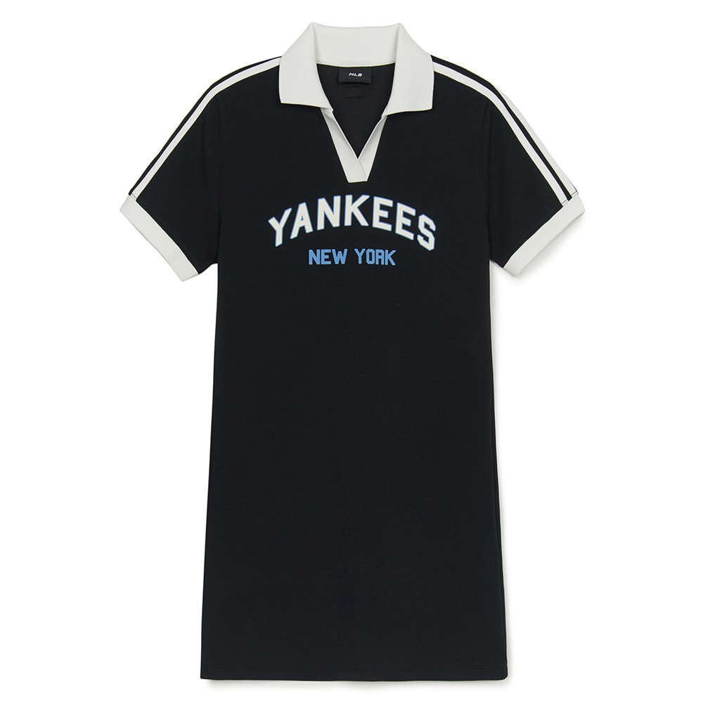 MLB 短袖連身裙 洋裝 長版上衣 Varsity系列 紐約洋基隊 (3FOPV0153-50BKS)