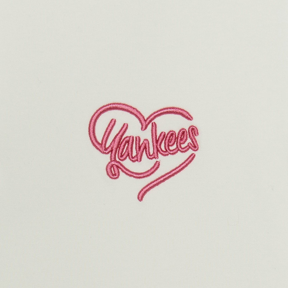 MLB 短袖連身裙 洋裝 長版上衣 Heart 紐約洋基隊 (3FOPH0153-50IVS)