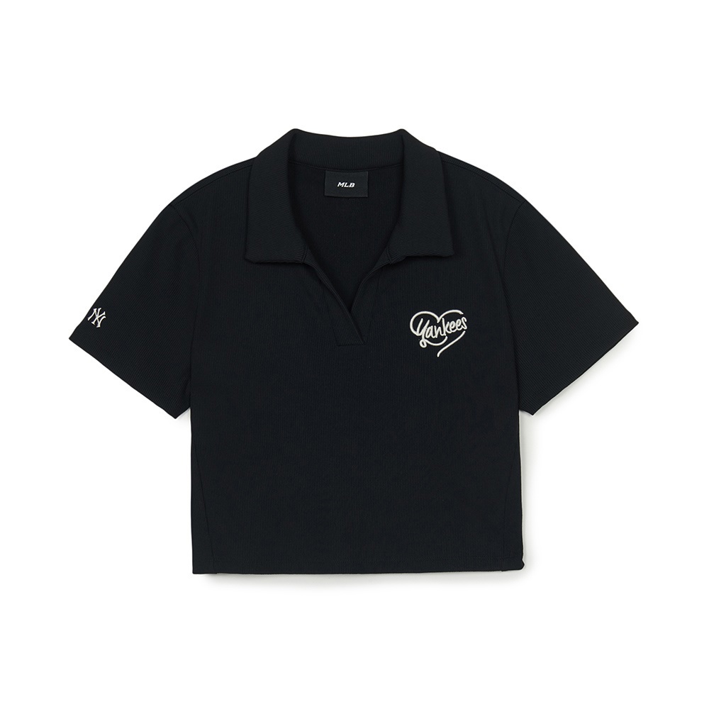 MLB 女版翻領短袖T恤 Heart 紐約洋基隊 (3FPQH0153-50BKS)