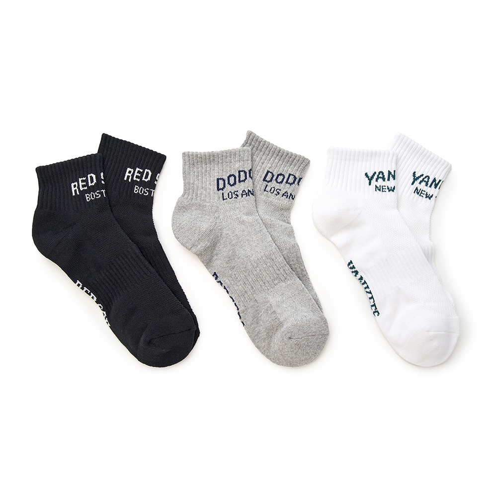MLB 低筒襪三入組 Varsity系列 道奇 紅襪 洋基隊  (3ASOSV15N-00BKS)