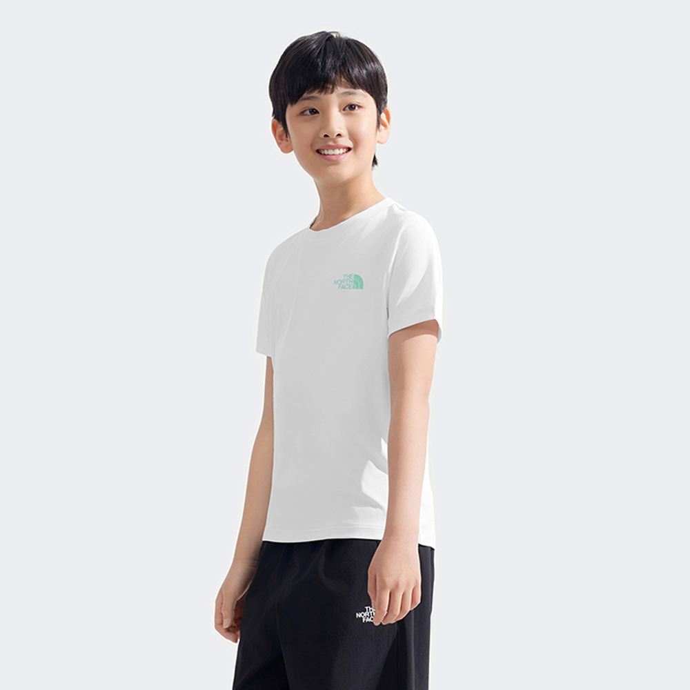 The North Face北面兒童白色吸濕排汗短袖T恤｜8DCTFN4