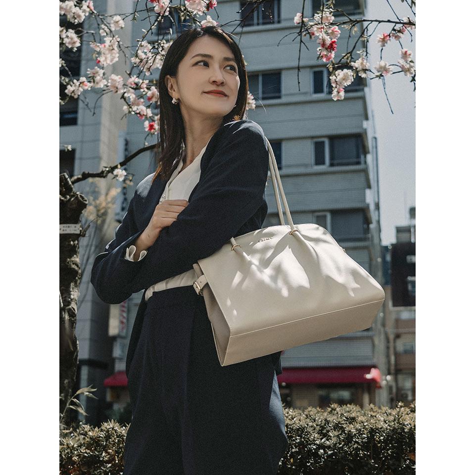 □S'AIME□撞色包釦手提梯形包 ハンドルショルダーバック/送料込