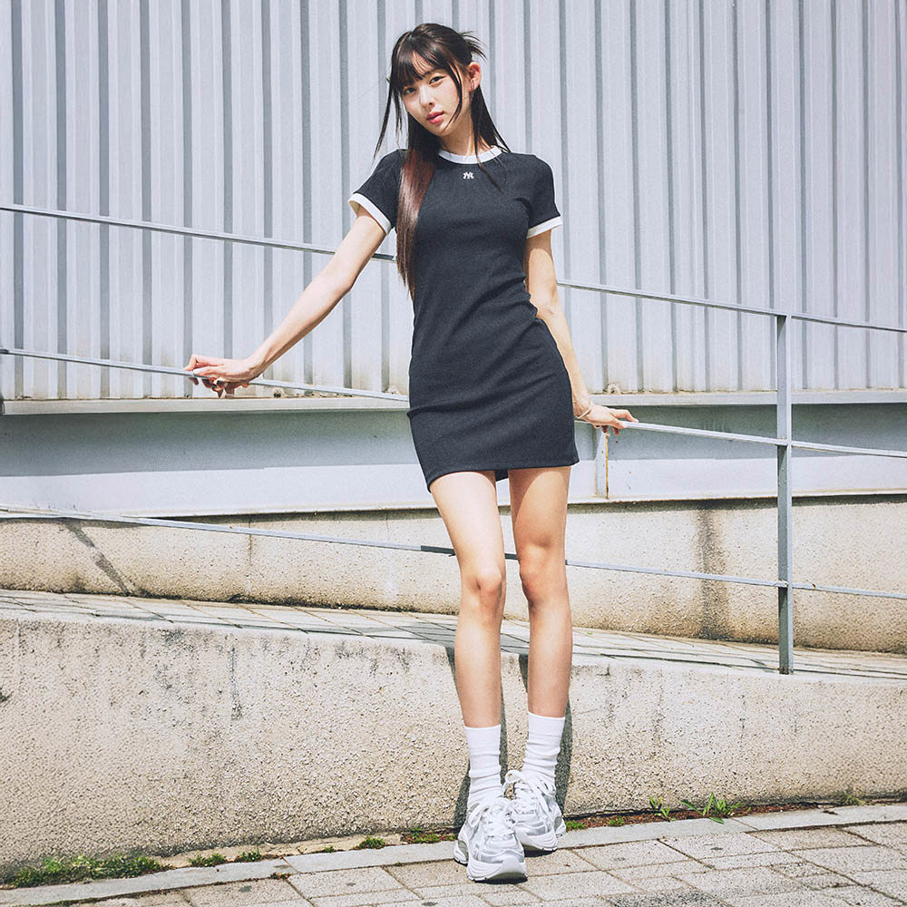 MLB 短袖連身裙 洋裝 長版上衣  紐約洋基隊 (3FOPB0453-50BKS)