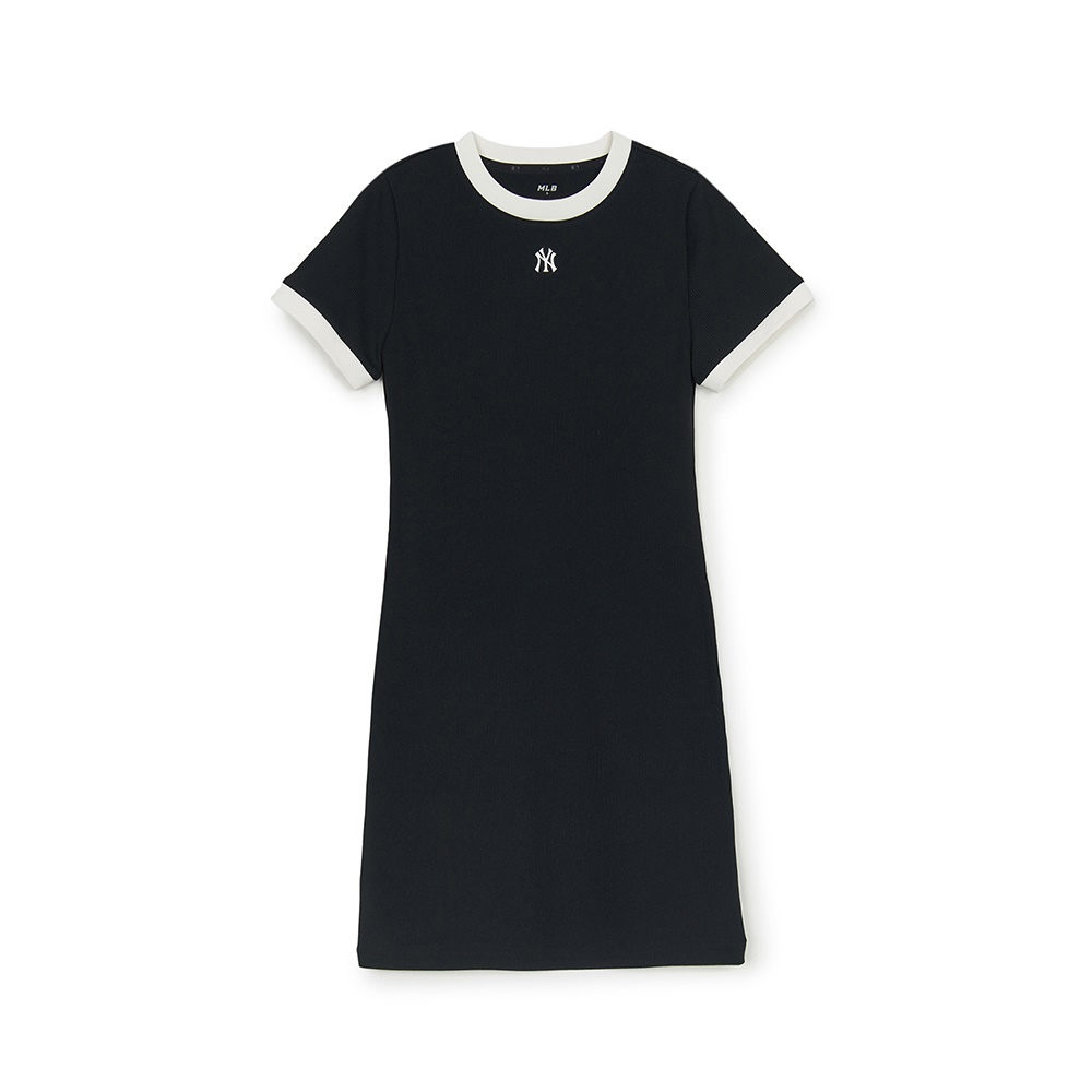 MLB 短袖連身裙 洋裝 長版上衣  紐約洋基隊 (3FOPB0453-50BKS)