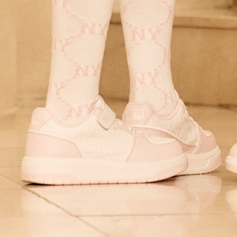 MLB KIDS 牛仔壓紋Monogram老爹鞋 學長鞋 童鞋 Chunky Liner 紐約洋基隊 (7ASXLM05N-50PKL)