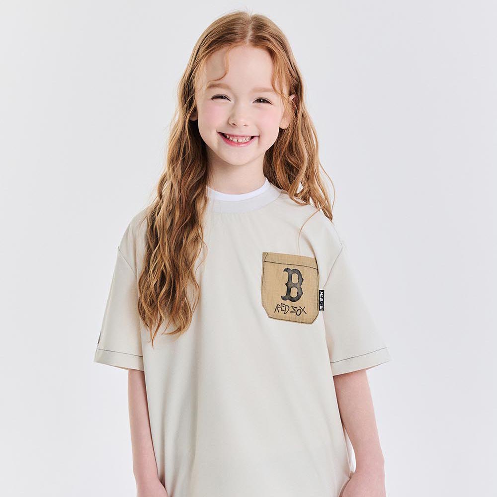 MLB KIDS 抗UV短袖T恤 童裝 波士頓紅襪隊 (7ATSB0853-43CRM)