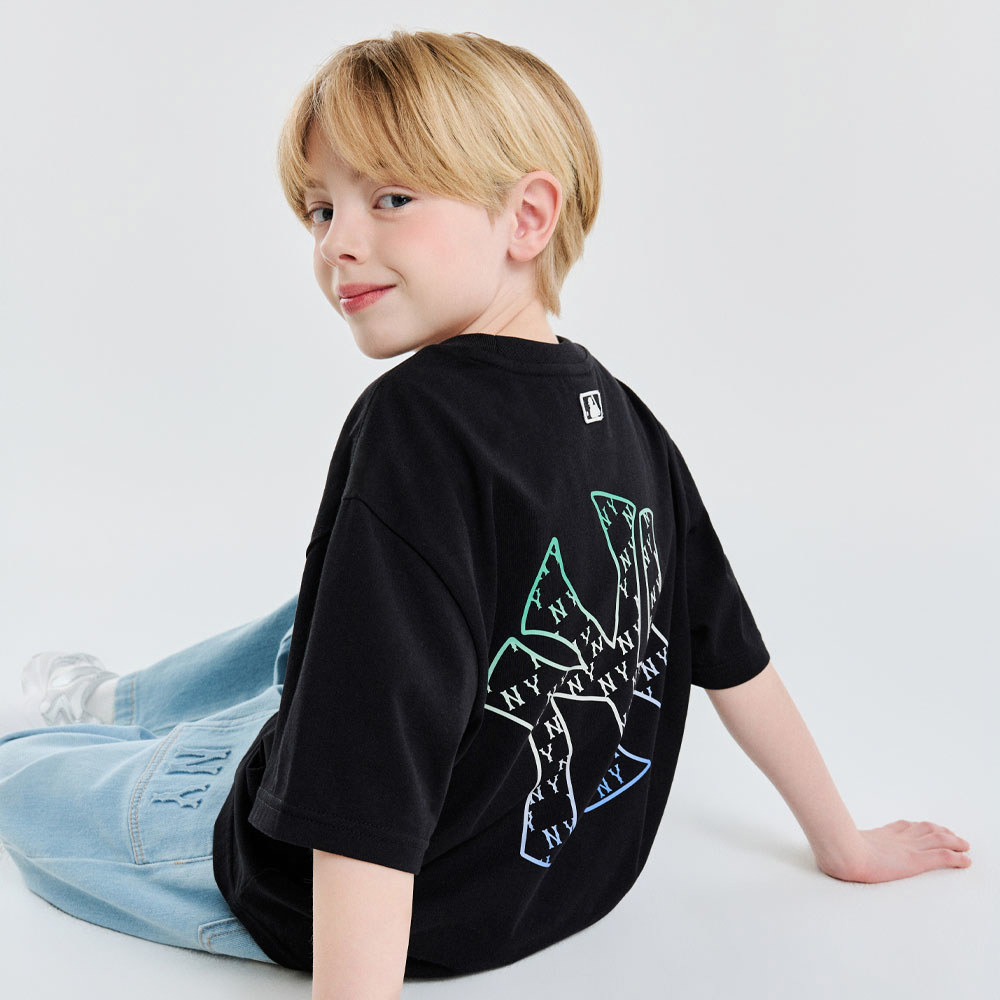 MLB KIDS 短袖T恤 童裝 Monogram系列 紐約洋基隊 (7ATSM0453-50BKS)