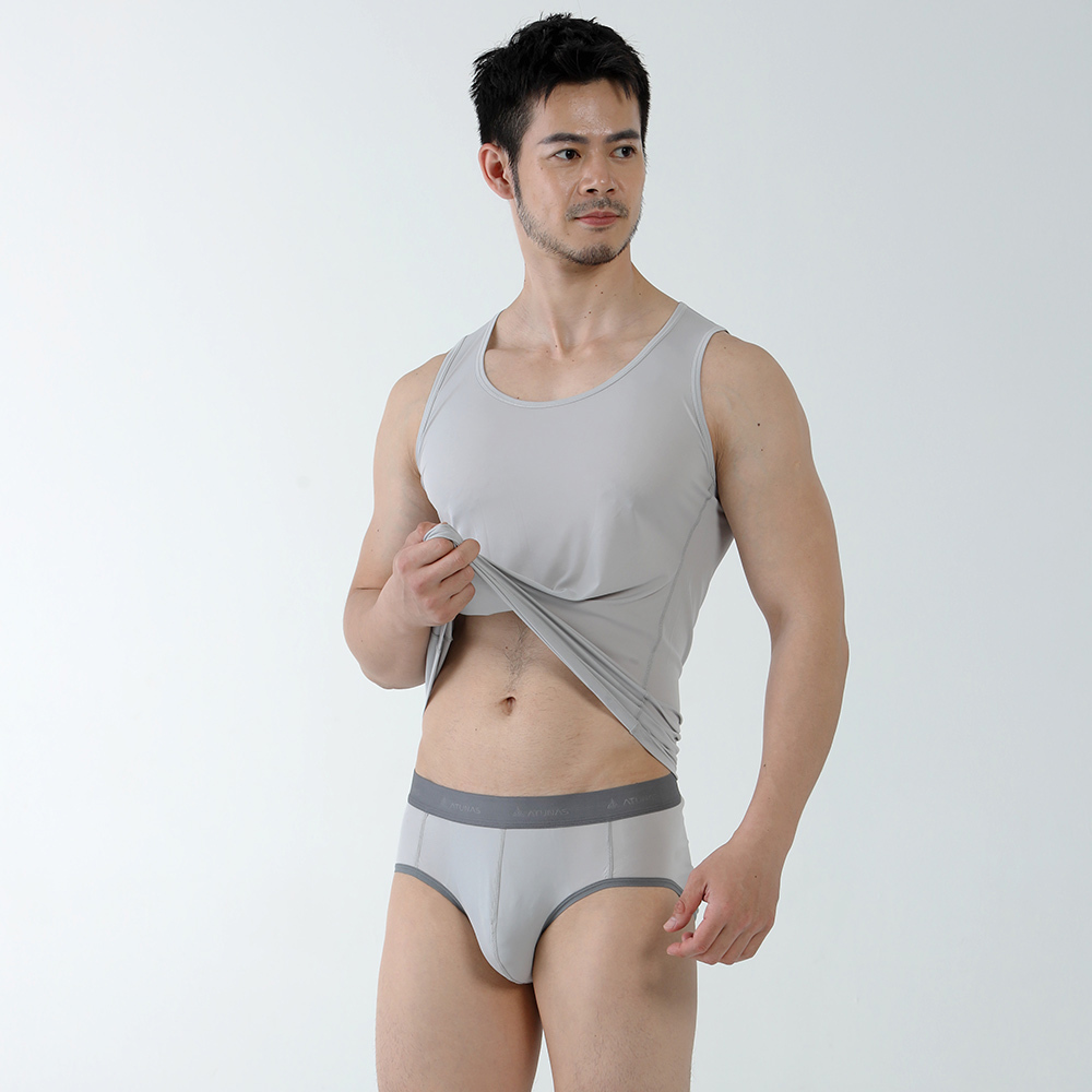 男款零著感抑菌涼感三角內褲(A1UCGZ11M灰/透氣排汗/超輕/涼感/抑臭/輕薄貼身/台灣製)