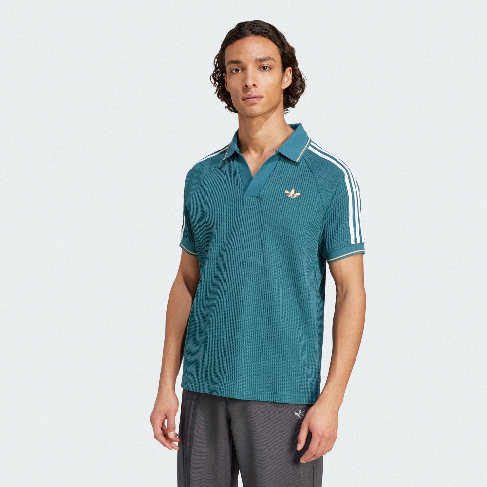 Adidas 短袖POLO 衫｜復古風格華夫格針織－运动品牌专卖