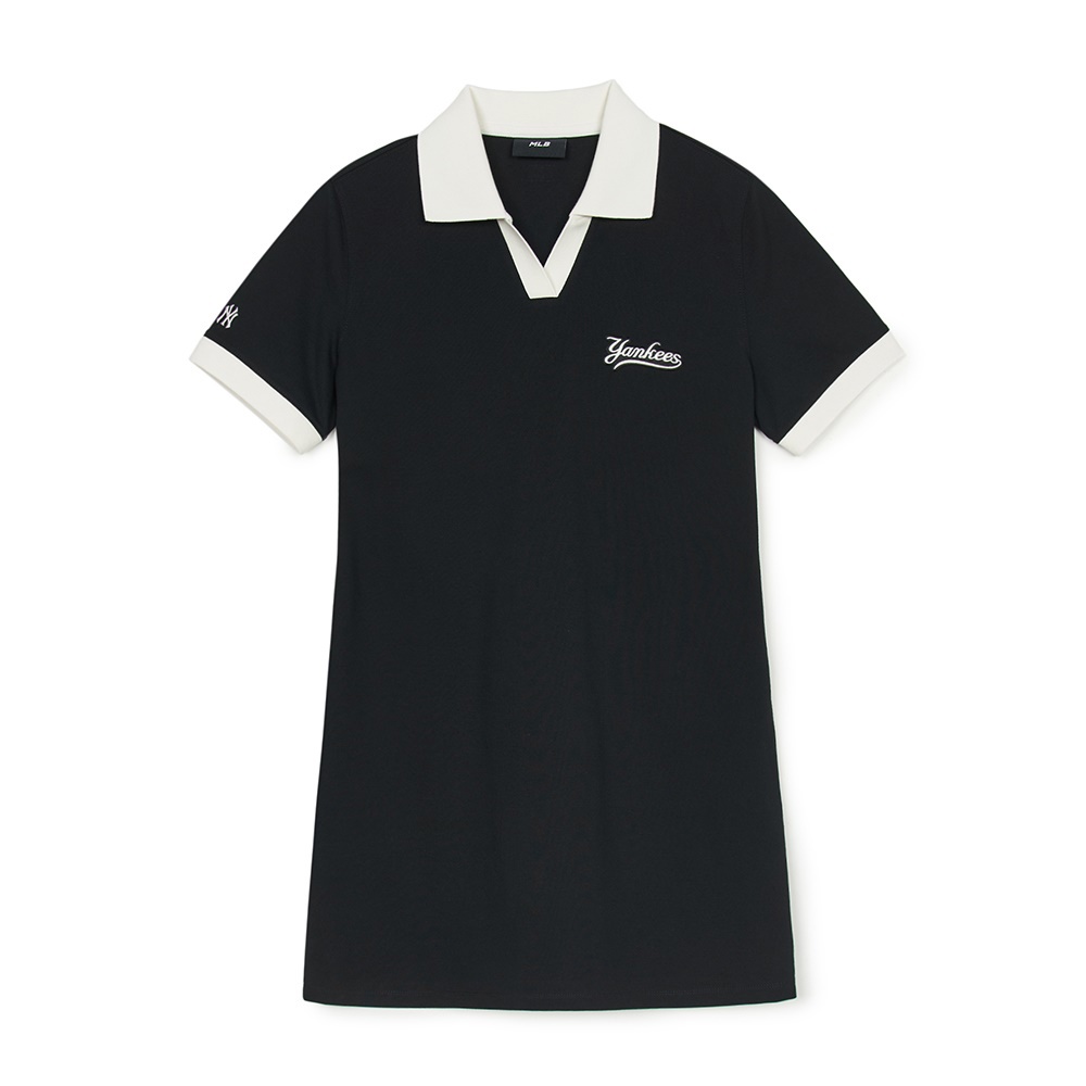 MLB 短袖連身裙 洋裝 長版上衣 紐約洋基隊 (3FOPB0253-50BKS)