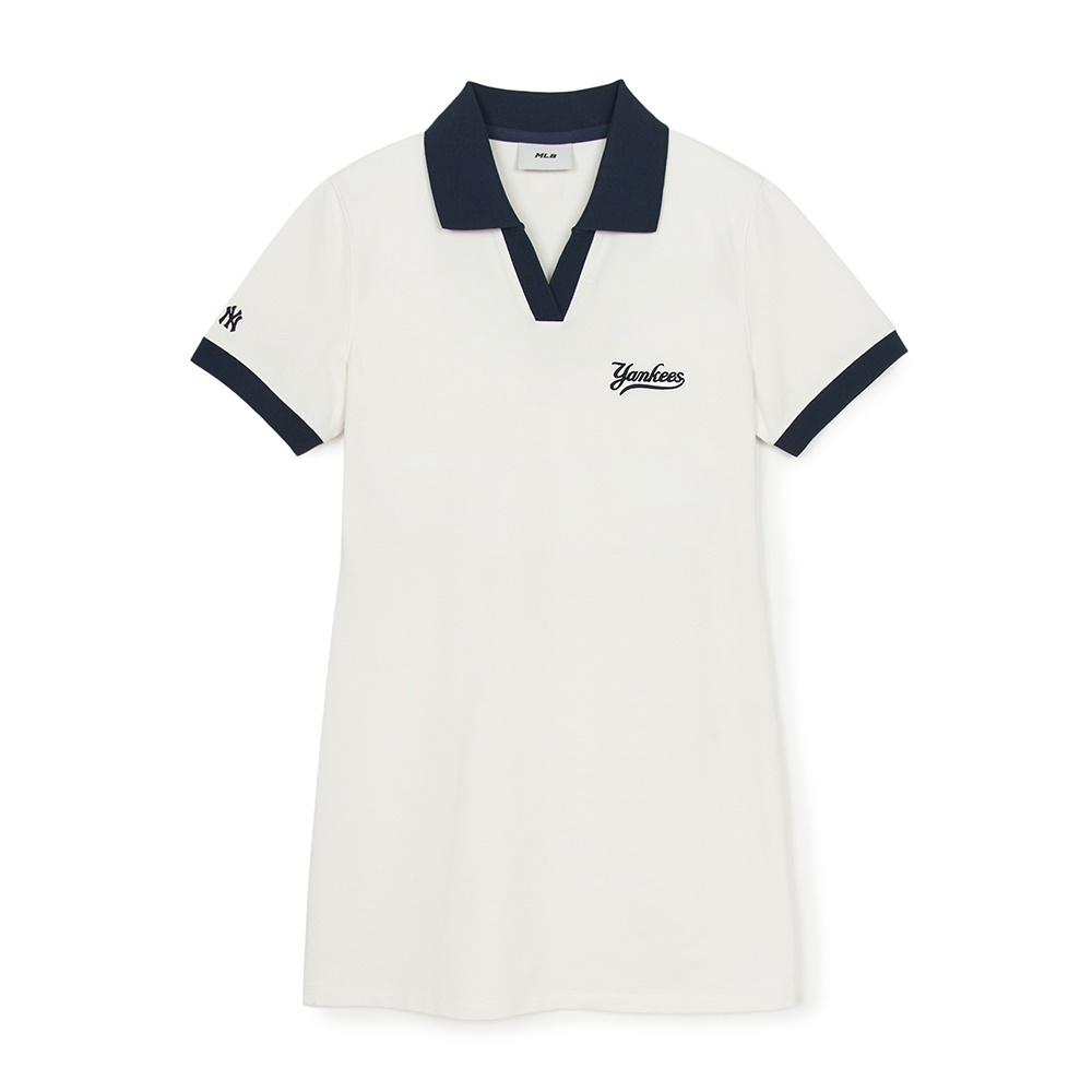 MLB Korea MLB 短袖連身裙 洋裝 長版上衣 紐約洋基隊 (3FOPB0253-50IVS)－