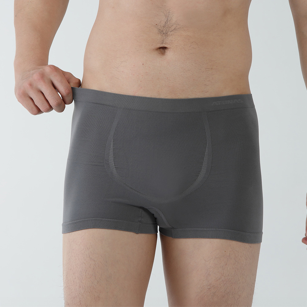 男款瞬透無縫抑菌中腰平口內褲(A1UCGZ16M深灰/透氣排汗/涼感/抑菌/無縫工藝/高彈力/台灣製)